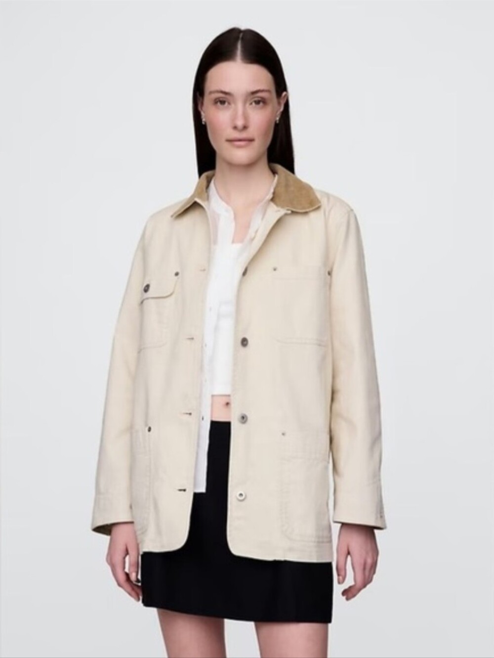 Gap Women’s Birch Beige Corduroy-Collar Barn Jacket